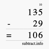Calculate 135 minus 29 using long subtraction Calculate 135 minus 29 using long subtraction