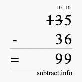 Calculate 135 minus 36 using long subtraction