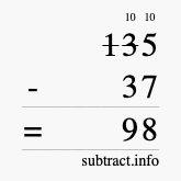 Calculate 135 minus 37 using long subtraction Calculate 135 minus 37 using long subtraction