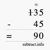 Calculate 135 minus 45 using long subtraction