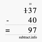 Calculate 137 minus 40 using long subtraction