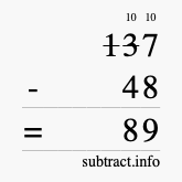 Calculate 137 minus 48 using long subtraction