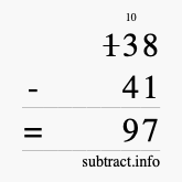 Calculate 138 minus 41 using long subtraction