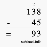 Calculate 138 minus 45 using long subtraction