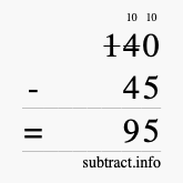 Calculate 140 minus 45 using long subtraction