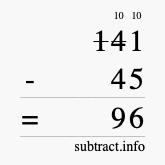 Calculate 141 minus 45 using long subtraction