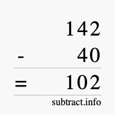 Calculate 142 minus 40 using long subtraction