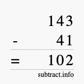 Calculate 143 minus 41 using long subtraction
