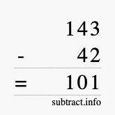 Calculate 143 minus 42 using long subtraction