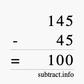 Calculate 145 minus 45 using long subtraction