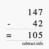 Calculate 147 minus 42 using long subtraction