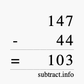 Calculate 147 minus 44 using long subtraction