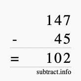 Calculate 147 minus 45 using long subtraction