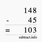 Calculate 148 minus 45 using long subtraction