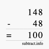 Calculate 148 minus 48 using long subtraction