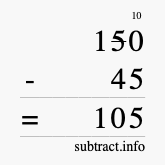 Calculate 150 minus 45 using long subtraction