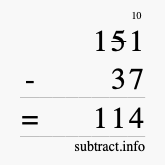 Calculate 151 minus 37 using long subtraction