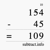 Calculate 154 minus 45 using long subtraction