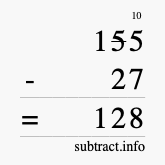 Calculate 155 minus 27 using long subtraction Calculate 155 minus 27 using long subtraction