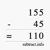 Calculate 155 minus 45 using long subtraction