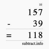 Calculate 157 minus 39 using long subtraction