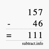 Calculate 157 minus 46 using long subtraction