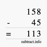 Calculate 158 minus 45 using long subtraction