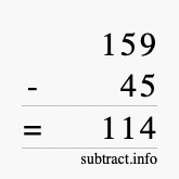 Calculate 159 minus 45 using long subtraction