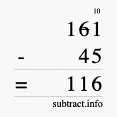 Calculate 161 minus 45 using long subtraction