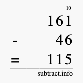 Calculate 161 minus 46 using long subtraction Calculate 161 minus 46 using long subtraction