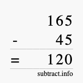 Calculate 165 minus 45 using long subtraction