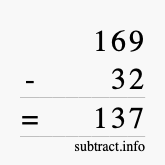 Calculate 169 minus 32 using long subtraction
