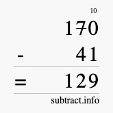 Calculate 170 minus 41 using long subtraction