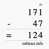 Calculate 171 minus 47 using long subtraction