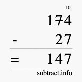 Calculate 174 minus 27 using long subtraction Calculate 174 minus 27 using long subtraction