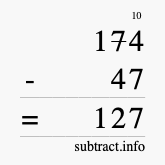 Calculate 174 minus 47 using long subtraction