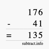 Calculate 176 minus 41 using long subtraction