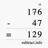 Calculate 176 minus 47 using long subtraction