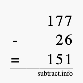 Calculate 177 minus 26 using long subtraction Calculate 177 minus 26 using long subtraction