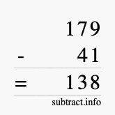 Calculate 179 minus 41 using long subtraction