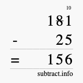 Calculate 181 minus 25 using long subtraction