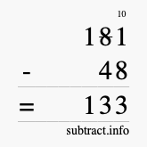 Calculate 181 minus 48 using long subtraction