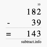 Calculate 182 minus 39 using long subtraction