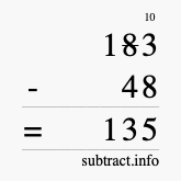 Calculate 183 minus 48 using long subtraction