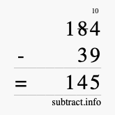 Calculate 184 minus 39 using long subtraction