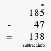 Calculate 185 minus 47 using long subtraction