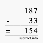 Calculate 187 minus 33 using long subtraction