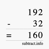 Calculate 192 minus 32 using long subtraction
