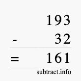 Calculate 193 minus 32 using long subtraction