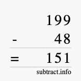 Calculate 199 minus 48 using long subtraction